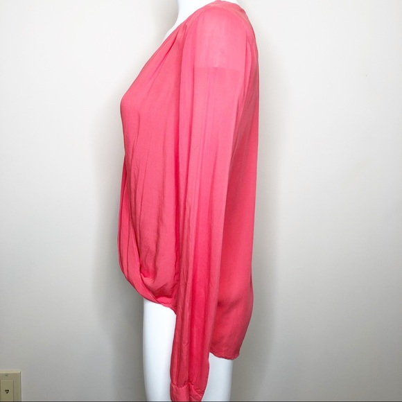 Velvet Small Coral V Neck Drapey Blouse - Picture 3 of 5